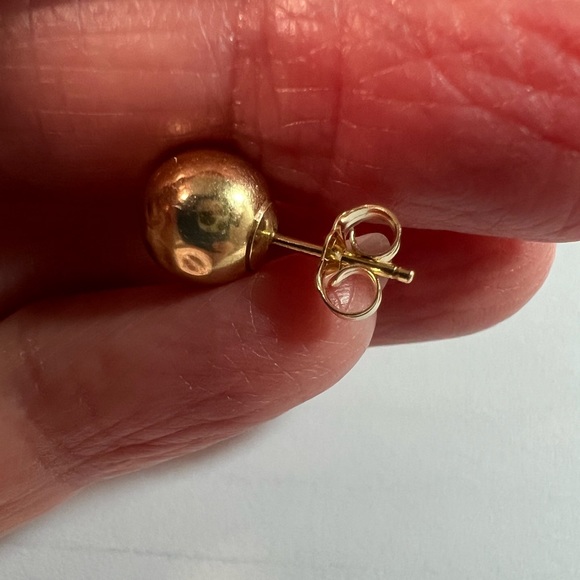 14K Gold Ball Stud Single Earring, Plus 14K Back - Picture 10 of 13
